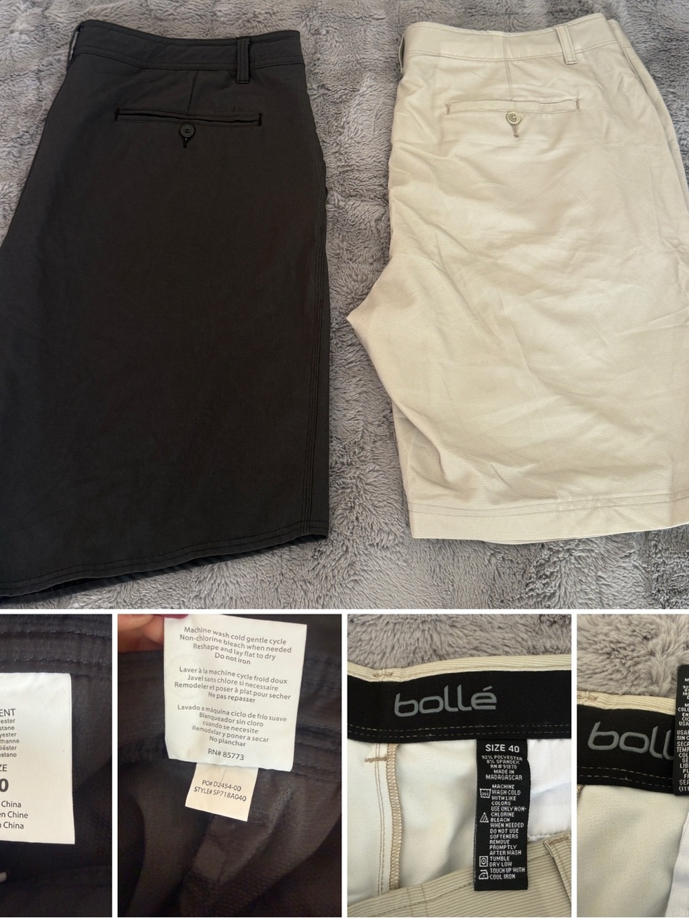 O'Neill Men's Hybrid Shorts Lot Size 40 - Gray Hyperdry Stretch & Bollé Tan 2pc